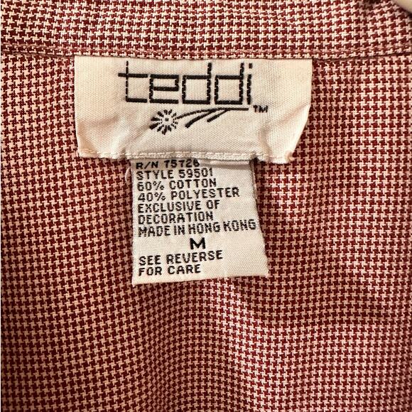 Teddi Vintage Embroidered Cats Button Front Top, size M - Picture 2 of 7